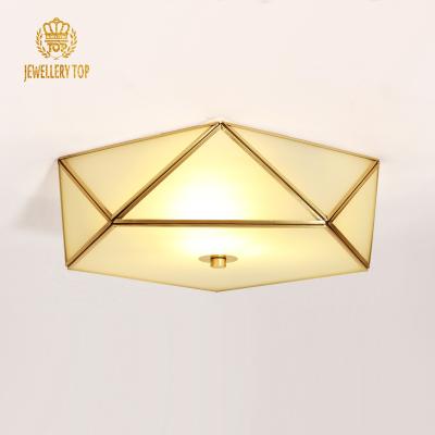 China Jewellerytop Pentagon Ceiling Lamp Light Brass Lamp Outdoor Mounted Luxury Decorative Living Room Ceiling Lighting For Living Room 3*e27 for sale