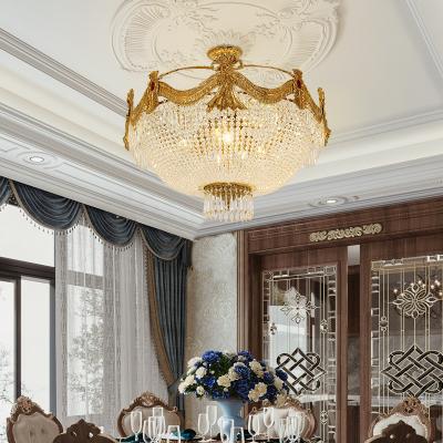 China Jewellerytop Gold Lamp Restaurant Outdoor Mounted Baroque Dining Table Retro Led Corridor K9 Ceiling Lamp Wedding Crystal Ceiling Light for sale