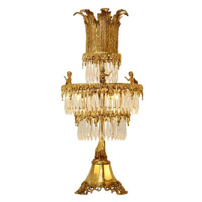 China European Jewellerytop Luxury Rococo Crystal Classic Decoration Light Brass Table Lamp for sale