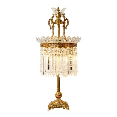 China European Jewellerytop 2021 new style table lamps crystal light brass lamp for living room for sale