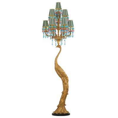 China European Decorative Antique Italian Floor Light Large Jewelerytop Lighting Peacock Floor Lamp Standing Lamps for sale