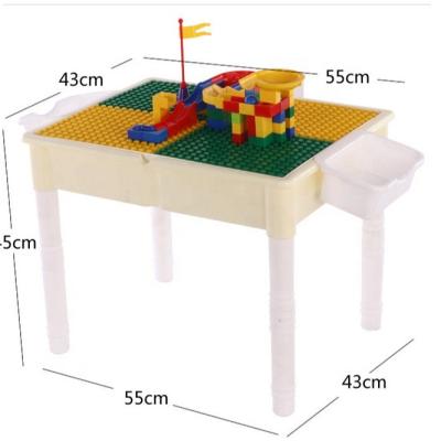 China Modern Creative Building Blocks Board For Kids Indoor Building Blocks Table Children Table And Chair With Mini Brick Toys for sale