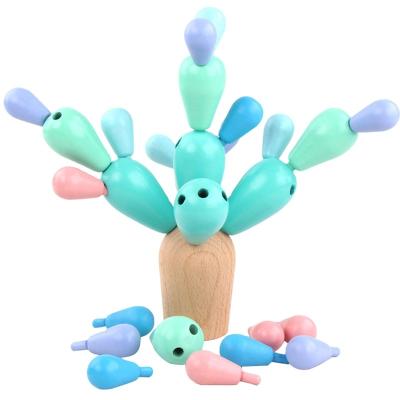 China Product Educational Children's Toy New Wooden Toy For Children Cactus Educational Wooden Blocks for sale