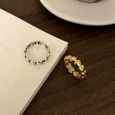 China Stainless Steel Gold And Silver Plated Heart Ring For Woman Girls New Design Vintage 2022 Simple Jewelry Accessories for sale