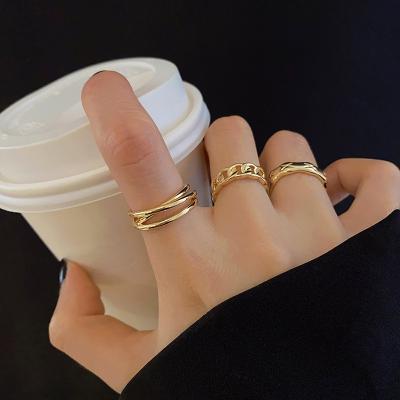 China 2022 Korean Luxury Hiphop Gold Plated Adjustable Link Chain Rings Jewelry Women Minimalist Jewelry Sets Wholesale for sale