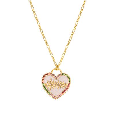 China 2022 fashion TRENDY design newcomer European style punk gold plated geometric shape vintage heart lasso pendant necklaces for women for sale