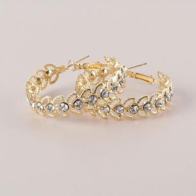 China European Vintage New Design Style Circle Shape Rhinestone Zircon Alloy 18K Gold Plated Earring Jewelry Woman Accessories for sale