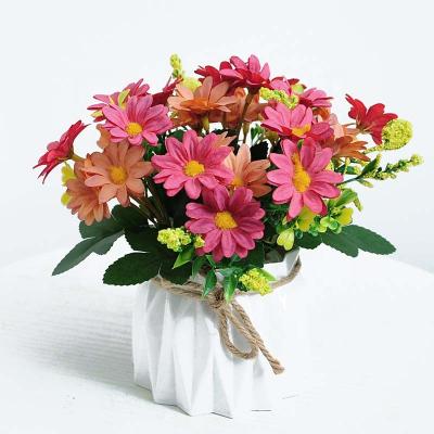 China 2012 Small Landscape Anthurium Plant Potted Daisy Silk Flower Bonsai Decoration Plant For Minimalist Chrysanthemum Decoration for sale