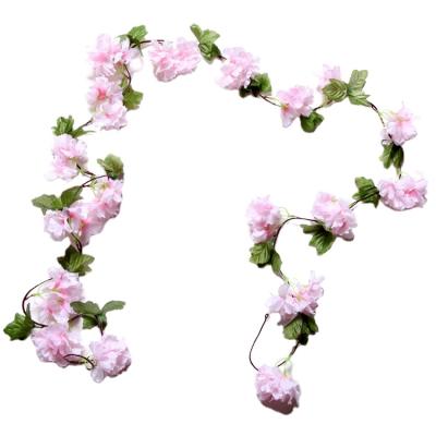 China Environmental Plant Plastic Artificial Flower Hanging Vine Rose Wall Backdrop Decor Floral Decoration 230cm for sale