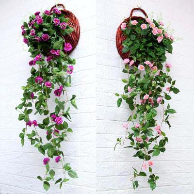 China Home decoration fake flower basket decoration hanging flower wall art decoration blow fake wedding artificial rose for sale