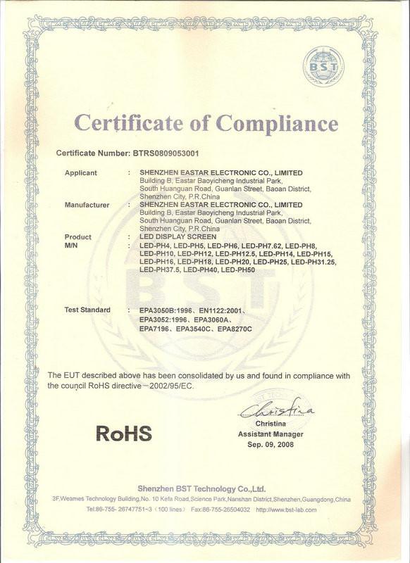 ROHS - Shenzhen Eastar Electronic Co., Ltd.