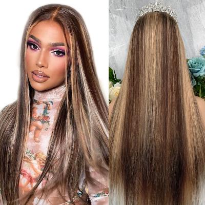 China HD Lace Wig Highlight Russian Hair 4/27 Lace Front Wigs Human Hair Frontal Wig 10a Highlight Full Lace Wig Vendor Hair 4/27 for sale