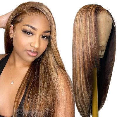 China HD Full Lace Wig 4/27 Highlight Virgin Hair Wig 13*4 Lace Frontal Hair Wigs For Black Women 4/27 Highlight Wig Hair Russian for sale