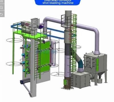 China Continuous Pass Through Overhead Chain Conveyor Shot Blasting Machine for Small Objects en venta