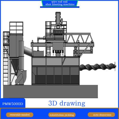 China Retractable and Fixed Mandrel Rod Coil Shot Blasting Machine for Metal Production for sale