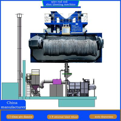 China 30kw/Set Descaling Wire Rod Coil Shot Blasting Machine for Rust and Corrosion Proof Te koop