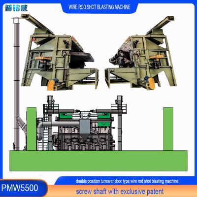 China Steel PMW5500 Swing Door Wire Rod Coil Shot Blasting Machine with Customized Features Te koop