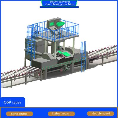 China Customized M 13 Liner Steel Plate Roller Pass Through Conveyor Shot Blasting Machine zu verkaufen