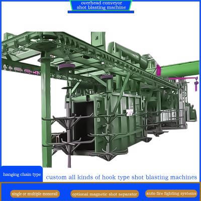 China Customized Semi Automatic or Fully Automatic Continuous Monorail Shot Blasting Machine Te koop