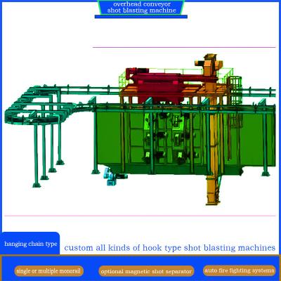 중국 Electric Overhead Monorail Hanger Shot Blasting Cleaning Machine with Multiple Hooks 판매용