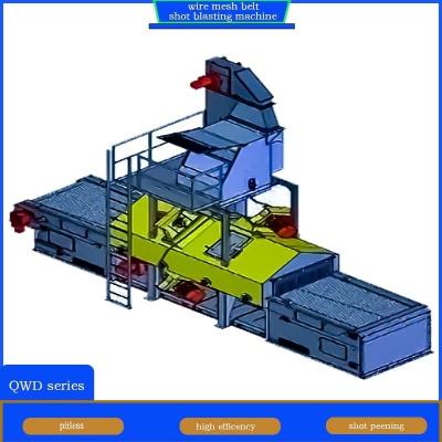 China 4 Blast Wheel Wire Mesh Belt Conveyor Shot Blasting Machine Cleaning Thin Walls Metals Te koop