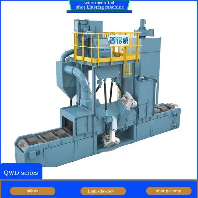 China Wire Mesh Belt Shot Blasting Machine for Cleaning Workpiece Surface in Yellow and Blue à venda