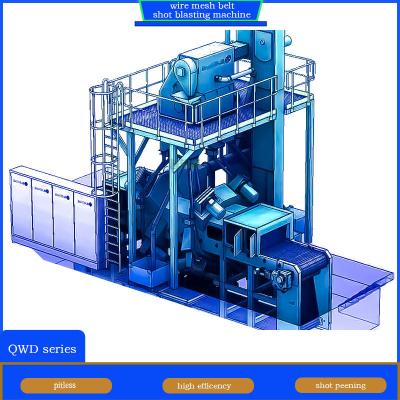 China Automotive Components Crawler Abrator Yellow and Blue Wire Mesh Belt Shot Blasting Machine à venda