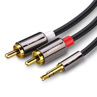 China UGREEN RCA 2RCA stereo camera cable high fidelity to AUX splitter. 3.5mm Audio Cable RCA Jack 3.5 Y For Amplifiers Home Theater RCA Audio Cable for sale