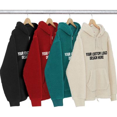 China 330GSM Sherpa Hoodies Coral Curly Fleece Embroidery Viable High Quality Custom Heavy Fleece Berber Hoodies Men's Sherpa Hoodies for sale