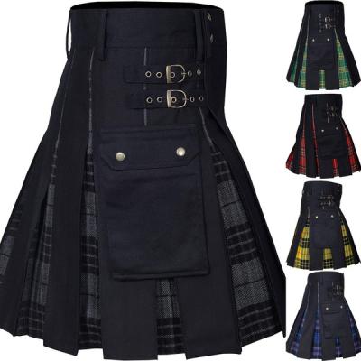 China Cotton kilts for men, utility kilt, hybrid 100% cotton jeans kilt, modern box pleated traditional tartan men's kilt for sale