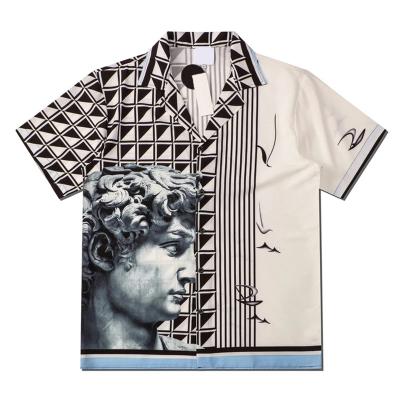 China 2022 Digital Printed T Shirts Long Lasting Anti-Pilling Collar Viscous Quality Vintage Mens Rayon High Fashion Short Sleeve Printed Shirts For Men for sale