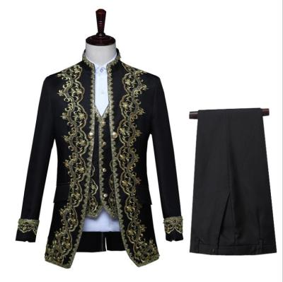 China Suit Adult Men 4XL 3PCS Set Victorian Royal Prince Vintage Baroque Steampunk Costume Jacket Vest Coat Pants Groom Blazer Wedding Suit for sale