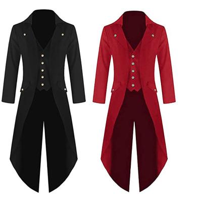 China Steampunk GREEN RED RED BLACK PURPLE Gothic Jacket Mens Vintage Halloween Costume Tuxedo Coat Victorian Uniform for sale