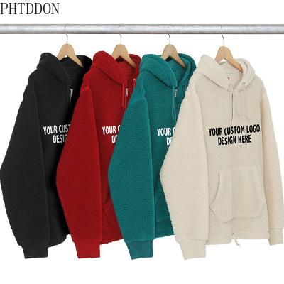 China 330GSM Sherpa Hoodies Coral Curly Fleece Embroidery Viable High Quality Custom Heavy Fleece Berber Hoodies Men's Sherpa Hoodies for sale