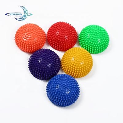 China Handheld type colorful round fitness yoga kids wholesale half balance massage spiky ball for sale