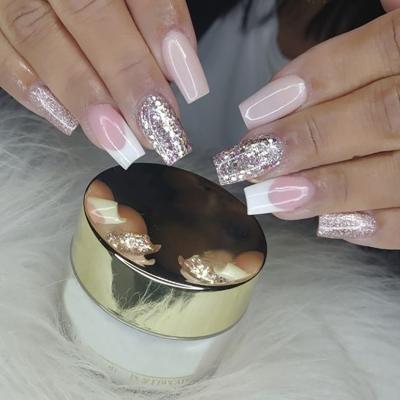 China Not easy to break; Good Flexibility New Design Short Color Gel Square False Nails Full Cover Pure Soft Artificial Nail Glitter Glitter Press On Nails for sale