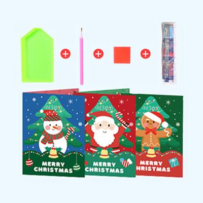 China Custom Handmade Santa Claus Figure Christmas Greeting Cards 5D Diamond Painting Diy Happy New Year Xmas Christmas Gift Set for Kids for sale