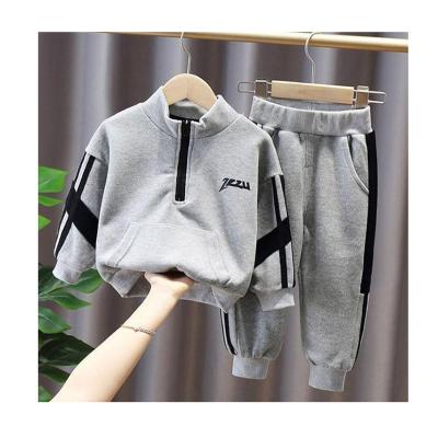 China 2021 New Arrival Casual Boy Clothing Sets Zip Up Fleece Kids Sweat Suit Tracksuit Sets For Autumn Winter Drop for sale