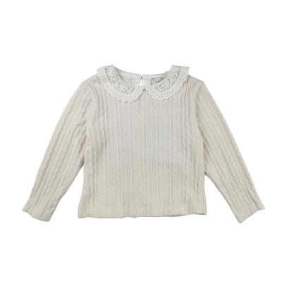 China Anti-Shrink Fashionable Creamcolor With Lace Baby Sweaters For 3-12Years for sale