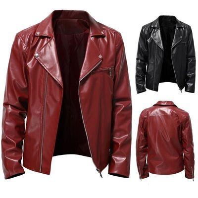 China Waterproof 2021 autumn fashion motorcycles waterproof men coat zipper leather jacket solid color for man for sale