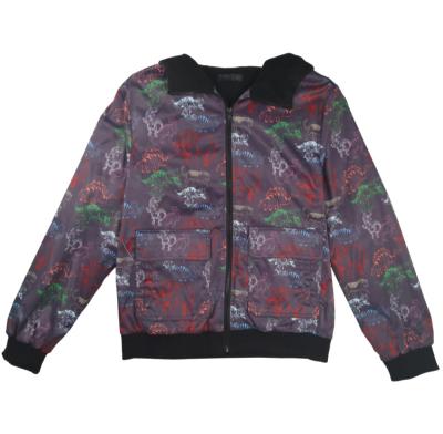 China Viable printed hooded dinosaur bomber anorak jacket for men for sale