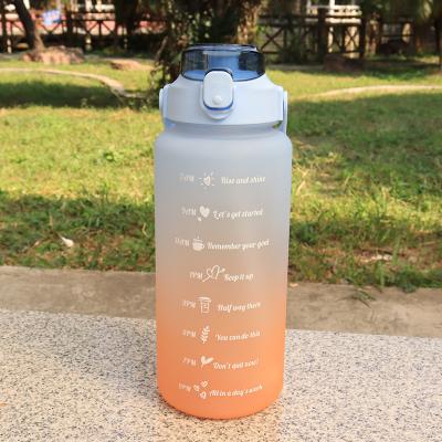 China Sustainable Motivational 2L Water Bottle With Handle And Removable Straw BPA Free Leakproof Water Jug For Outdoor Camping Running Packing Gym for sale