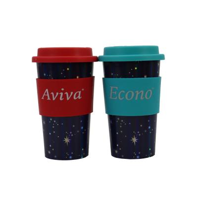 China New Design Modern Creativity Custom Reusable Coffee Cup Insulated Coffee Mugs With Lid For Gift Biodegradable Anti-scalding Plastic for sale