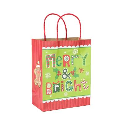 China Recycled Materials Open Packaging Gift Recycle Bag Kraft Paper Shopping Bags With Handles for sale