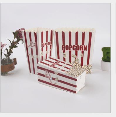 China Cheap High Quality Recyclable Popcorn Box For And White Cinema Eco Food Grade Popcorn Container Popcorn Container Red Stripes Colored Paper Box for sale