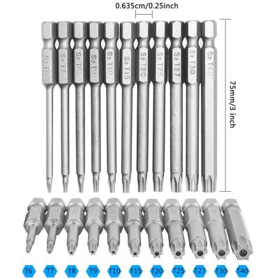 China Polypropylene Hexagonal Handle Plum Blossom Magnetic Hollow Bit With Hole In Center S2 Electric Air Screwdriver Bit Set for sale