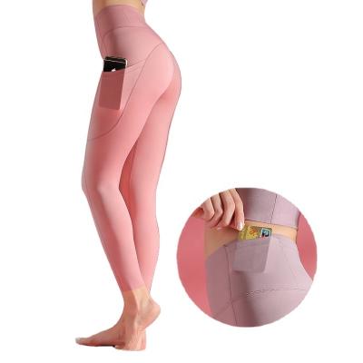 China 2021 New Breathable Yoga Pants For Women Hip-lifting Nylon Double Frontier Knitted Tight Sports Pants for sale