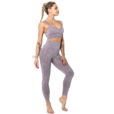 China Viable High End Women Yoga Set Seamless Fitness Sports Suits Mesh Back Fitness Wear Bra Vest Suit for sale