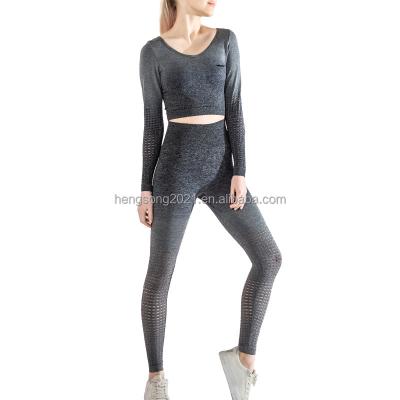 China Wholesale Viable Tie Dye Gym Sports Long Sleeve Suit Fitness Yoga Tight Pants Long Set To Wear Seamless Yoga Suit for sale