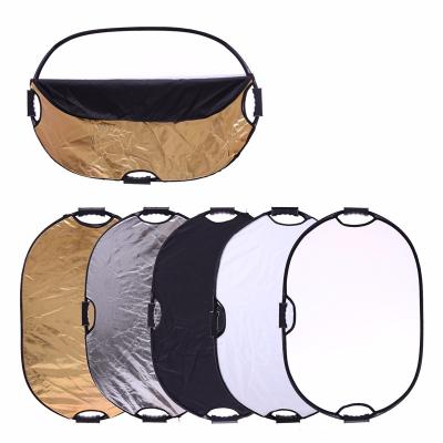 China Professional 5 Foldable 120x180cm In 1 Oval Foldable Reflector Board With Handles Photo Shoot for sale